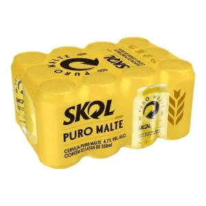 Cerveja Skol Puro Malte Lata 350ml – Fardo 12 Unidades